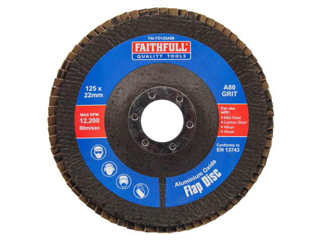 FAIFD125A80 Aluminium Oxide Flap Disc 125 x 22mm 80 Grit