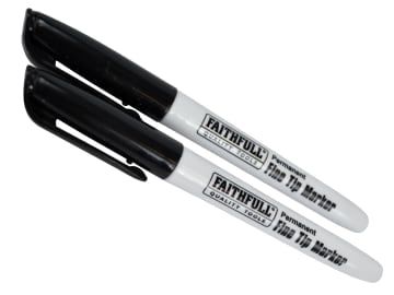 FAIFTMBLK2 Fibre Tip Marker Pen Black (Pack 2)