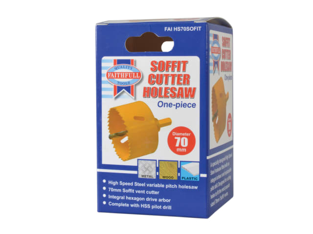 FAIHS70SOFIT Soffit Cutter Holesaw 70mm One Piece