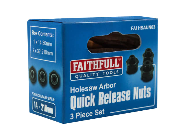 FAIHSAUN03 Holesaw Arbor Quick Release Nut Set, 3 Piece