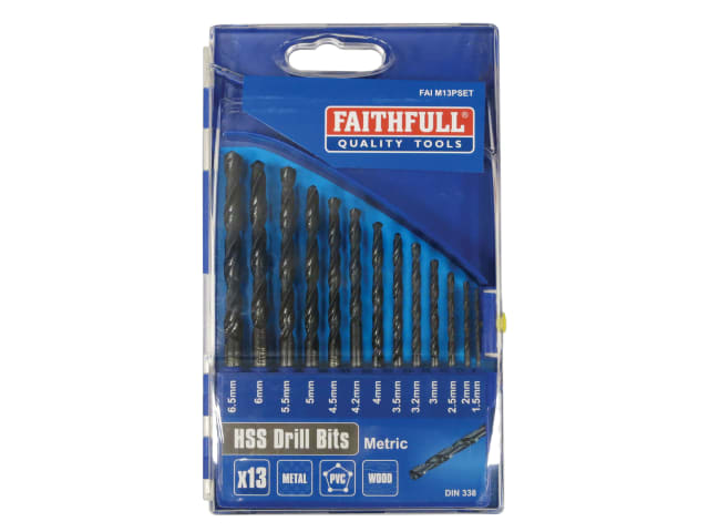 FAIM13PSET HSS Jobber Drill Bit Set, 13 Piece (1.5-6.5mm)