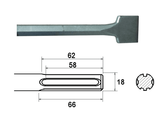 FAIMAXSC75 SDS Max Straight Scaling Chisel 75 x 300mm