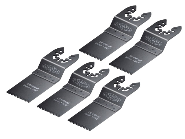 FAIMFW34B Multi-Function Tool CrV Flush Cut Wood Blade Ground Side Set 34mm (Pack 5)
