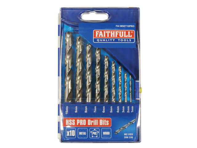 FAIMSET10PRO Professional HSS Jobber Drill Bit Set, 10 Piece (1 - 10mm)