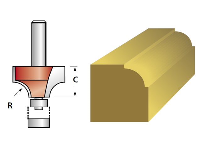 FAIRB112 Router Bit TCT 6.3mm Rounding Over 1/4in Shank