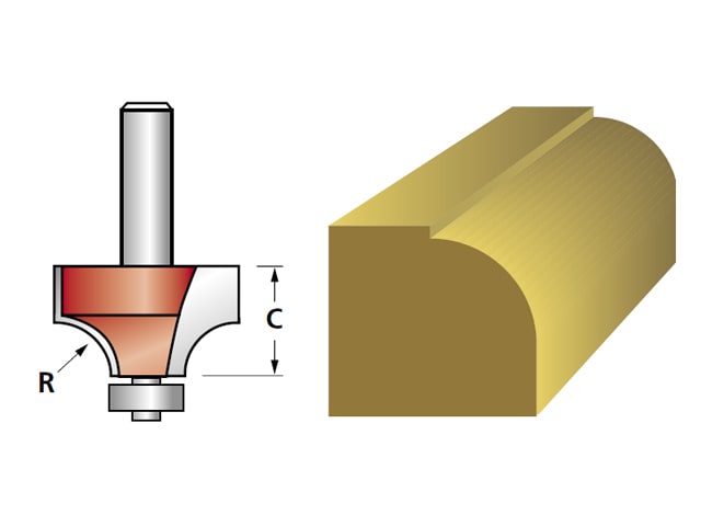 FAIRB41 Router Bit TCT Rounding Over 15.8mm x 9.5mm 1/4in Shank
