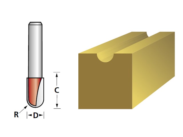 FAIRB61 Router Bit TCT Radius 3.0 x 15mm 1/4in Shank