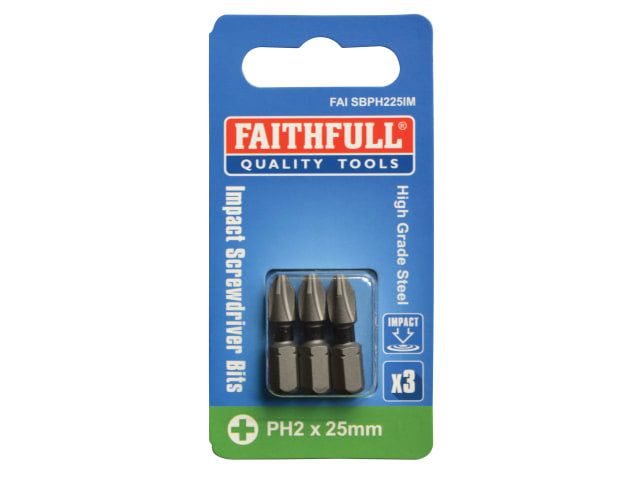 FAISBPH225IM Phillips Impact Screwdriver Bits PH2 x 25mm (Pack 3)