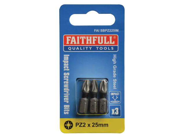 FAISBPZ225IM Pozi Impact Screwdriver Bits PZ2 x 25mm (Pack 3)