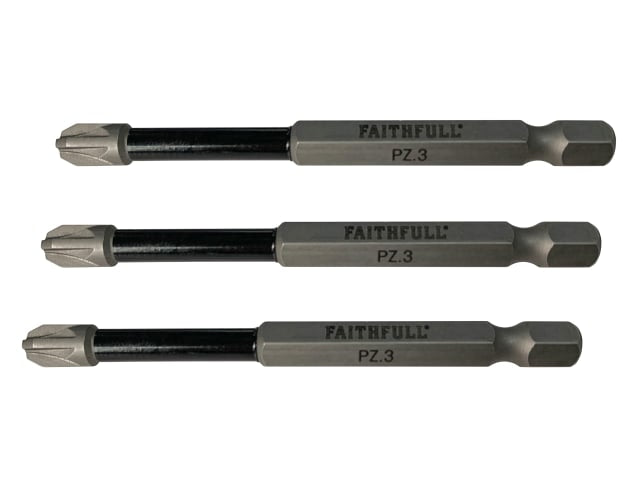 FAISBPZ375IM Pozidriv Impact Screwdriver Bits PZ3 x 75mm (Pack 3)
