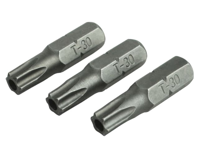 FAISBT3025S Security S2 Grade Steel Screwdriver Bits T30S x 25mm (Pack 3)