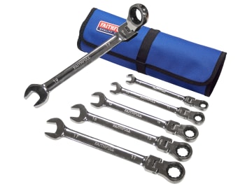 FAISPARAT6SR Ratchet Combination Spanner Set in Tool Roll, 6 Piece