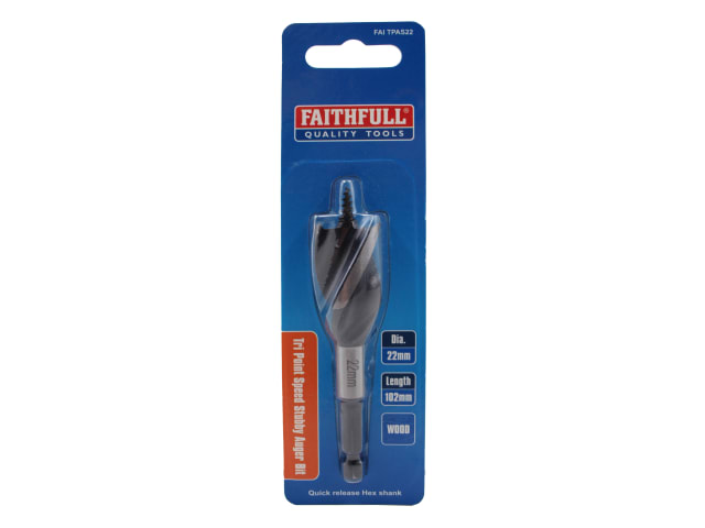 FAITPAS22 Tri-Point Speed Auger Bit 22mm Stubby