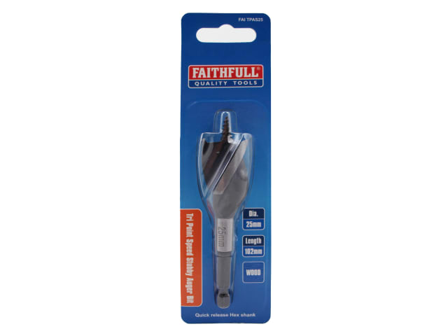 FAITPAS25 Tri-Point Speed Auger Bit 25mm Stubby