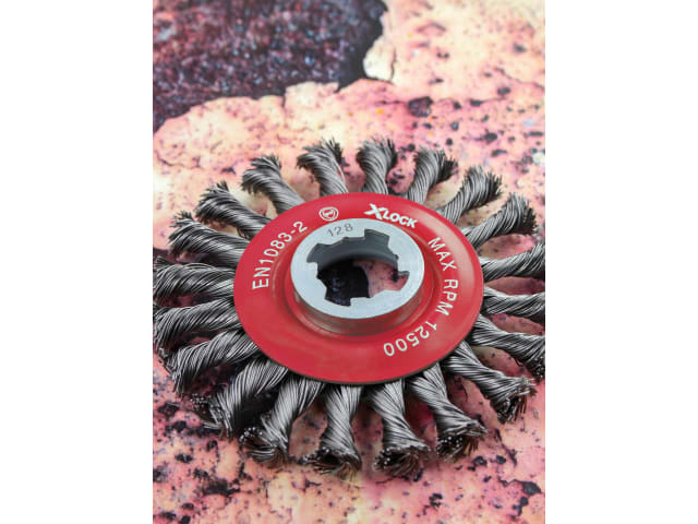 FAIWBCT115XL X-LOCK Conical Wire Brush 115mm M14x2, 0.50mm Steel Wire