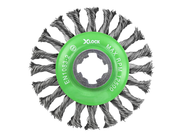FAIWBCTSSXL X-LOCK Conical Wire Brush 115mm M14x2, 0.50mm Stainless Steel Wire
