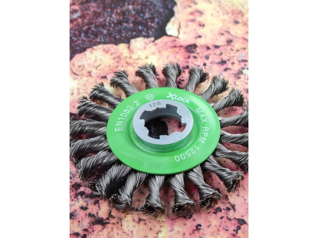 FAIWBCTSSXL X-LOCK Conical Wire Brush 115mm M14x2, 0.50mm Stainless Steel Wire