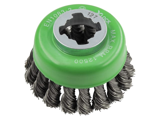 FAIWBT75SSXL X-LOCK Wire Cup Brush Twist Knot 75mm M14x2, 0.50mm Stainless Steel Wire