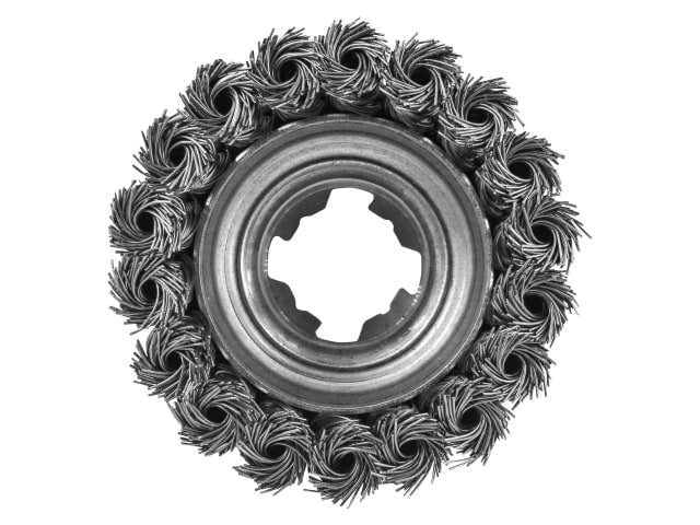 FAIWBT75SSXL X-LOCK Wire Cup Brush Twist Knot 75mm M14x2, 0.50mm Stainless Steel Wire