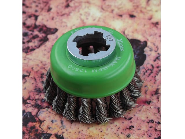 FAIWBT75SSXL X-LOCK Wire Cup Brush Twist Knot 75mm M14x2, 0.50mm Stainless Steel Wire