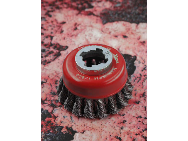 FAIWBT75XL X-LOCK Wire Cup Brush Twist Knot 75mm M14x2, 0.50mm Steel Wire