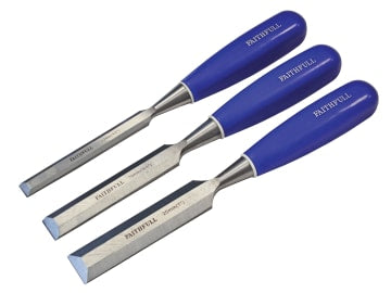 FAIWCBS3BC Bevel Edge Chisel Blue Grip Set, 3 Piece