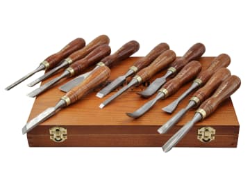 FAIWCSET12F Wood Carving Chisels Set in Case, 12 Piece