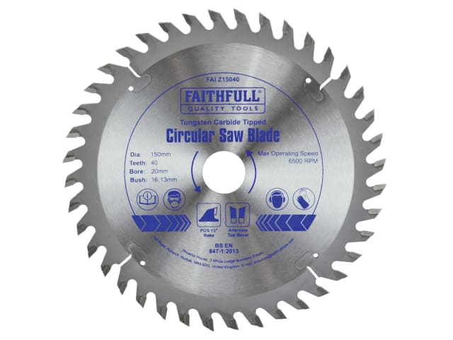 FAIZ15040 TCT Circular Saw Blade 150 x 20mm x 40T POS