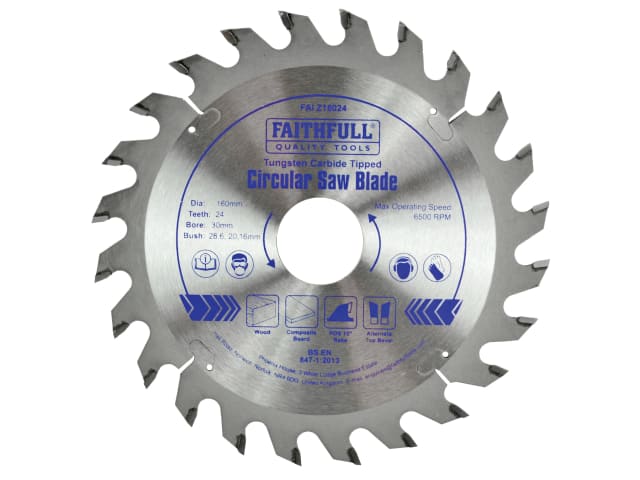 FAIZ16024 TCT Circular Saw Blade 160 x 30mm x 24T POS