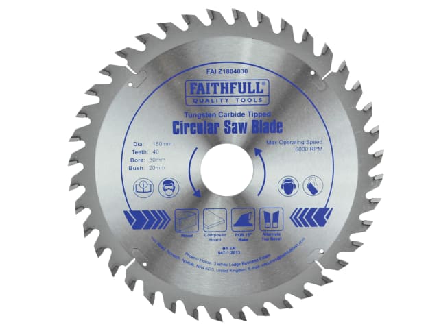 FAIZ1804030 TCT Circular Saw Blade 180 x 30mm x 40T POS