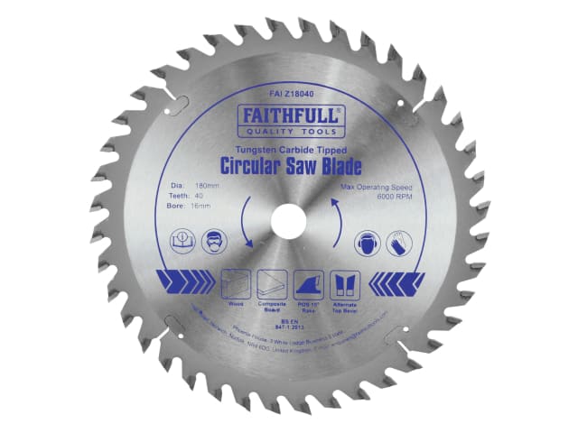 FAIZ18040 TCT Circular Saw Blade 180 x 16mm x 40T POS