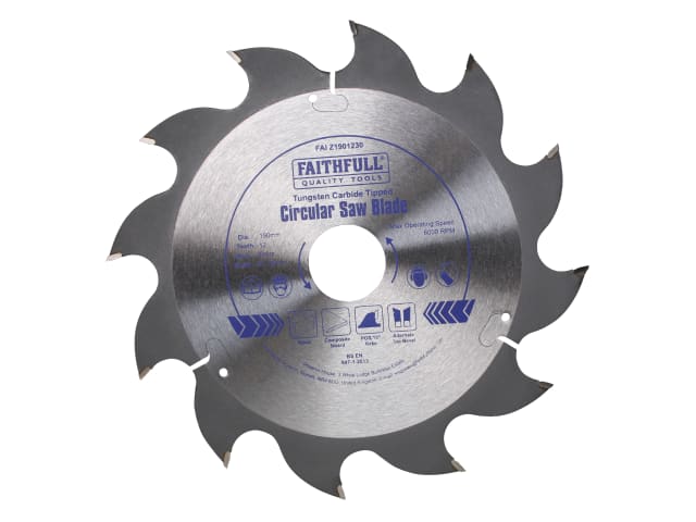 FAIZ1901230 TCT Circular Saw Blade 190 x 30mm x 12T POS