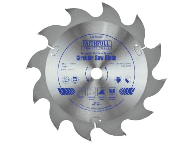 FAIZ19012 TCT Circular Saw Blade 190 x 16mm x 12T POS