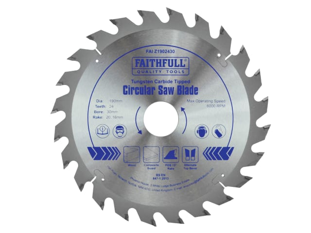 FAIZ1902430 TCT Circular Saw Blade 190 x 30mm x 24T POS
