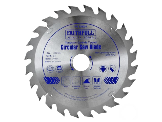 FAIZ20024 TCT Circular Saw Blade 200 x 30mm x 24T POS