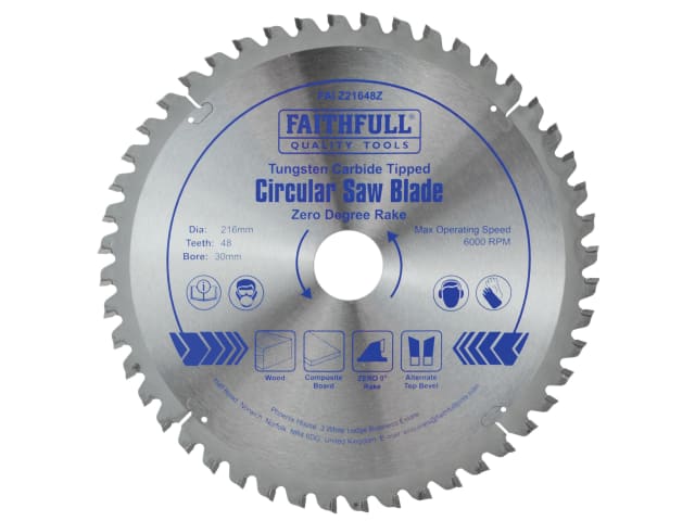 FAIZ21648Z TCT Circular Saw Blade Zero Degree 216 x 30mm x 48T