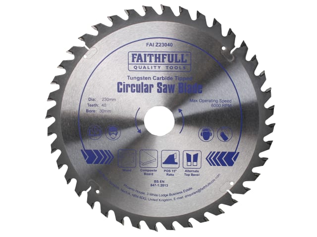 FAIZ23040 TCT Circular Saw Blade 230 x 30mm x 40T POS
