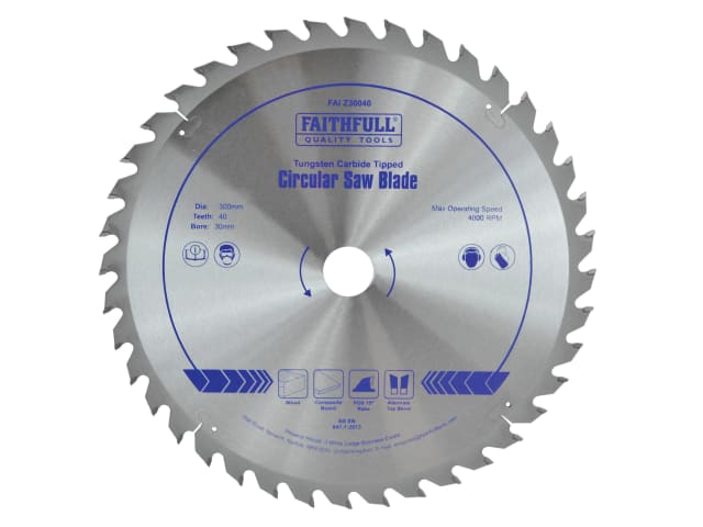 FAIZ30040 TCT Circular Saw Blade 300 x 30mm x 40T POS