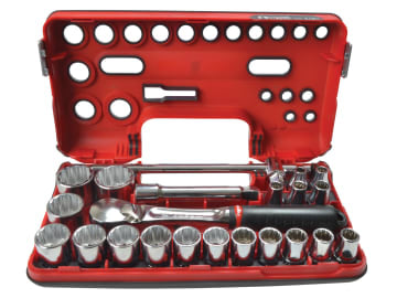FCMSLDBOX412 1/2in Drive 12-Point Detection Box Socket Set, 22 Piece
