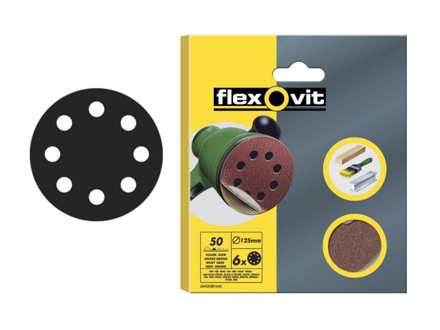 FLV26385 Hook & Loop Sanding Disc 115mm Medium 80G (Pack 6)