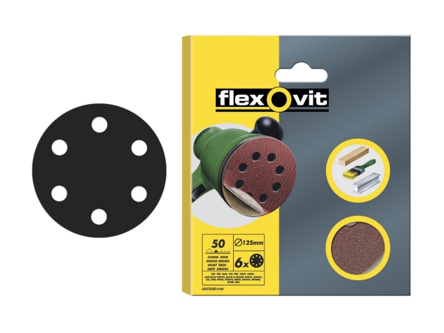 FLV26394 Hook & Loop Sanding Disc 150mm Coarse 50G (Pack 6)
