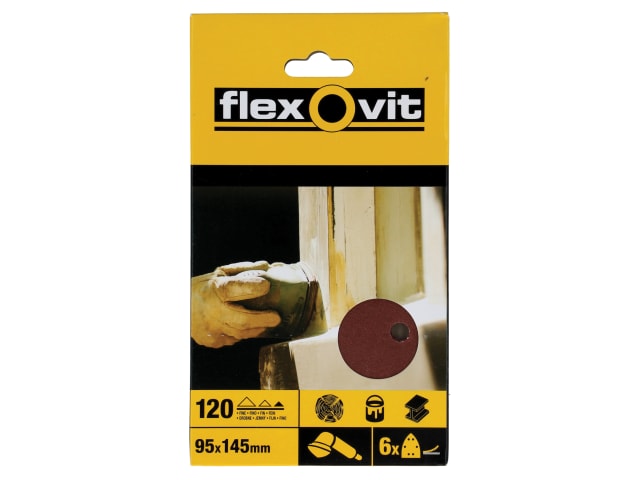 FLV26409 Detail Hook & Loop Sanding Sheets 95x145mm Fine 120G (Pack 6)