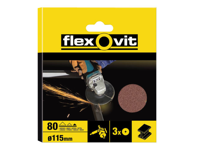 FLV27531 Aluminium Oxide Fibre Disc 115mm Extra Coarse 36G (Pack 3)