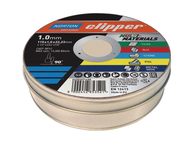 FLV839907 Clipper® Multi-Materials Cutting Discs 115 x 22.23mm (Tin of 10)