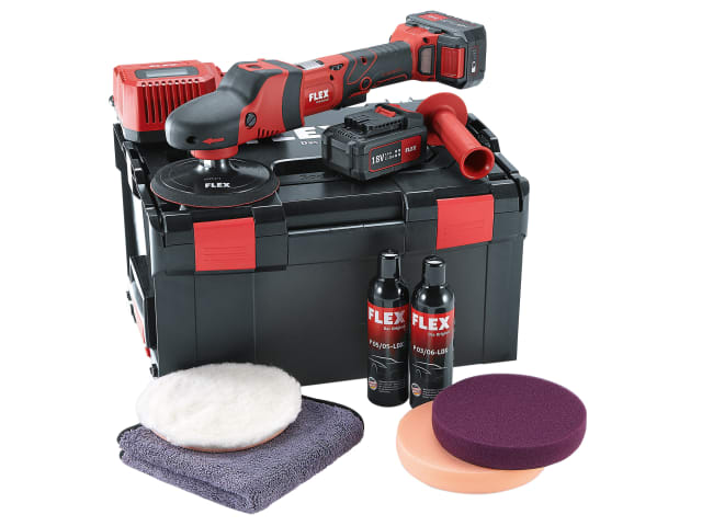 FLXPE150PSET Rotary Polisher 150mm 18V 2 x 5.0Ah Li-ion