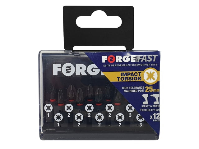 FORFFBSPZ12 ForgeFast Pozidriv Compatible Impact Bit Set, 12 Piece