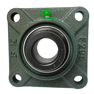 HCF201 (SF12DEC) - 12mm Bore 4 Bolt Square Flanged Cast Iron Self Lube Housed Bearing & Eccentric Locking Collar