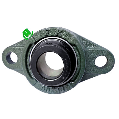 HCFL202 (SFT15DEC) - 15mm Bore 2 Bolt Oval Flanged Cast Iron Self Lube Housed Bearing & Eccentric Locking Collar