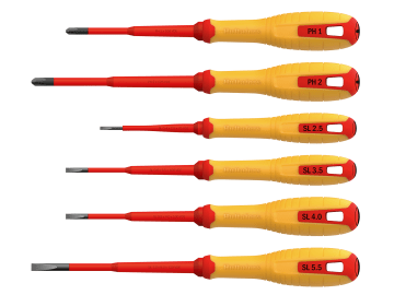 HUL444455 VDE Phillips & Slotted Screwdriver Set, 6 Piece