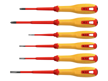 HUL444465 VDE Pozidriv & Slotted Screwdriver Set, 6 Piece